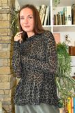 Tiby Funnel Neck Layering Top Leopard Khaki